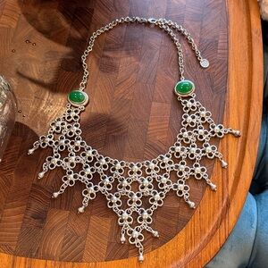 Elegant Silver and Green Necklace